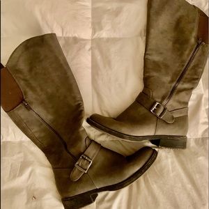 Tall dark grey boots